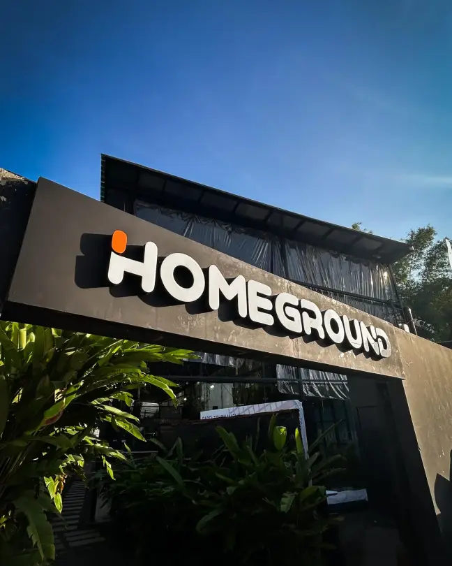 The Homeground sign at the entrance