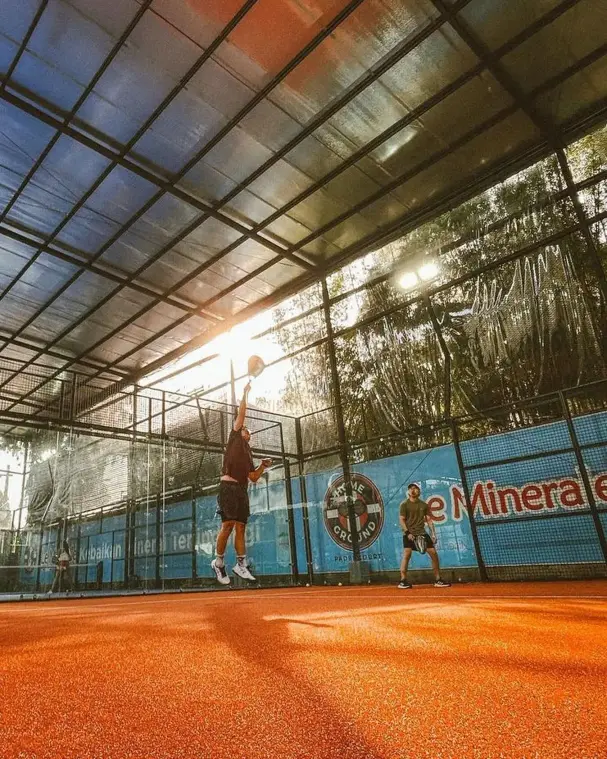 Players under the roof at golden hour